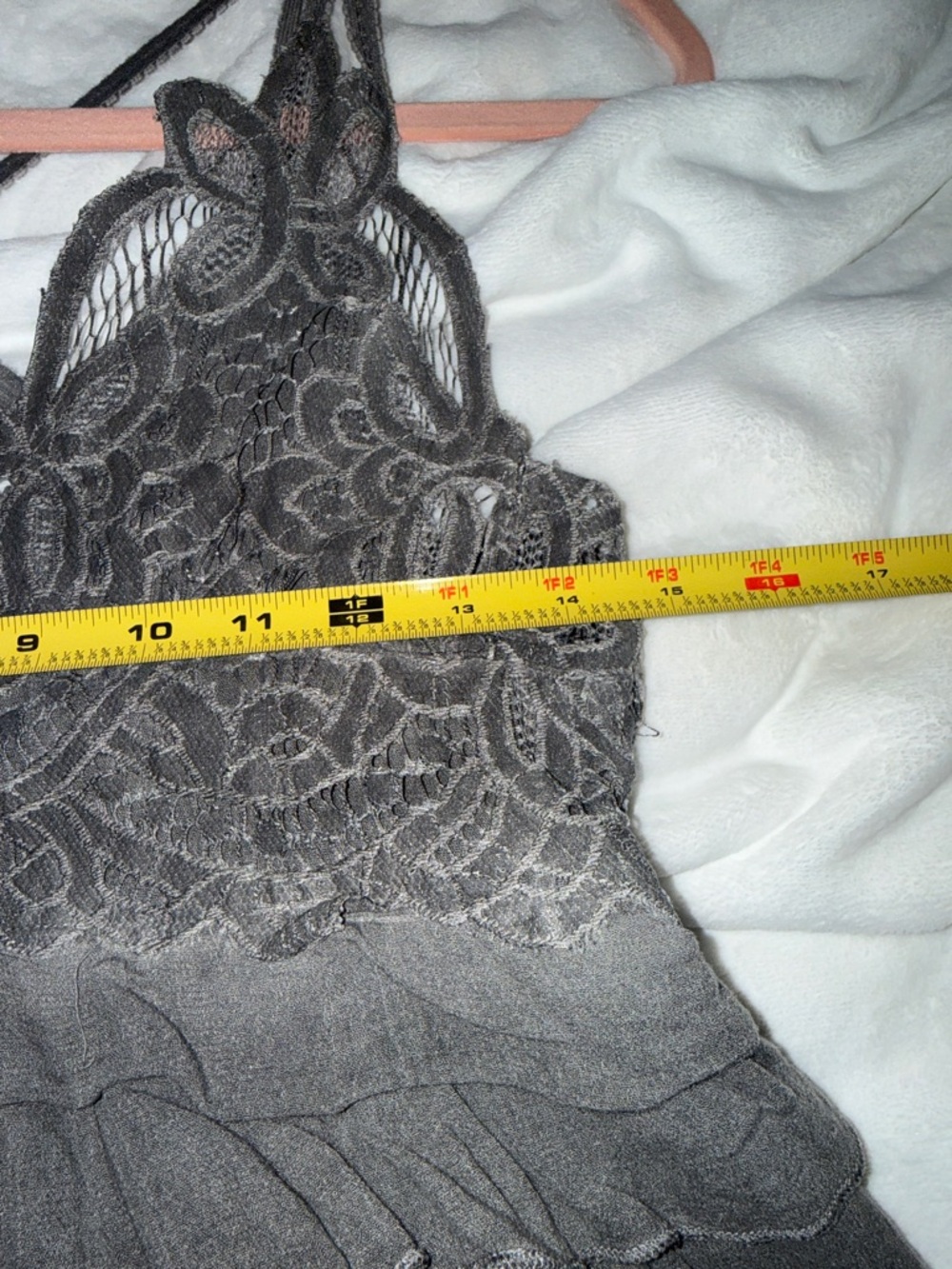 POL Gray Lace Tiered Ruffle Camisole - Picture 6 of 10
